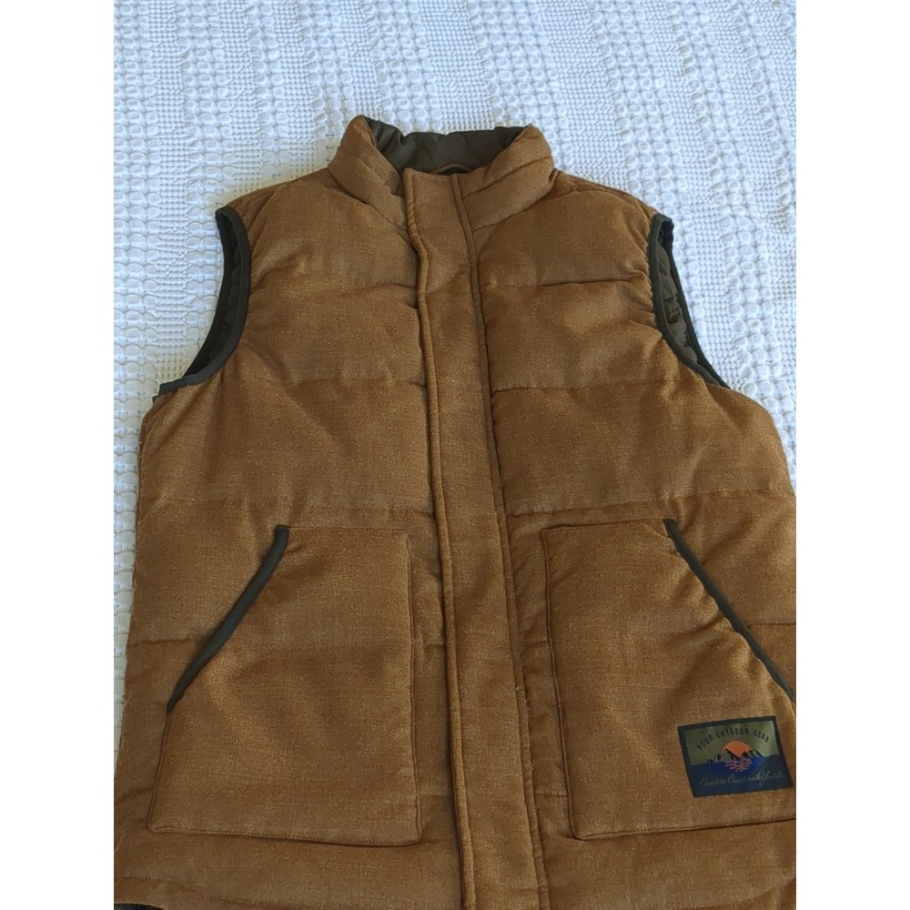 Scotch And Soda Wool Puffer Vest Full Zip Brown Sz Medium Mock Neck - Picture 2 of 11